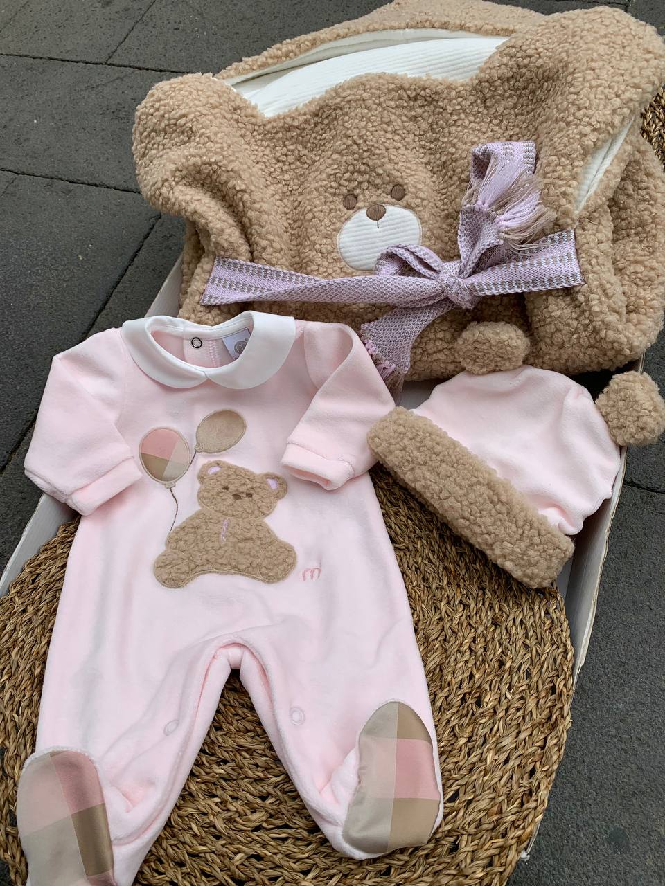 Coordinato nascita TEDDY ROSA/TABACCO MARLÙ