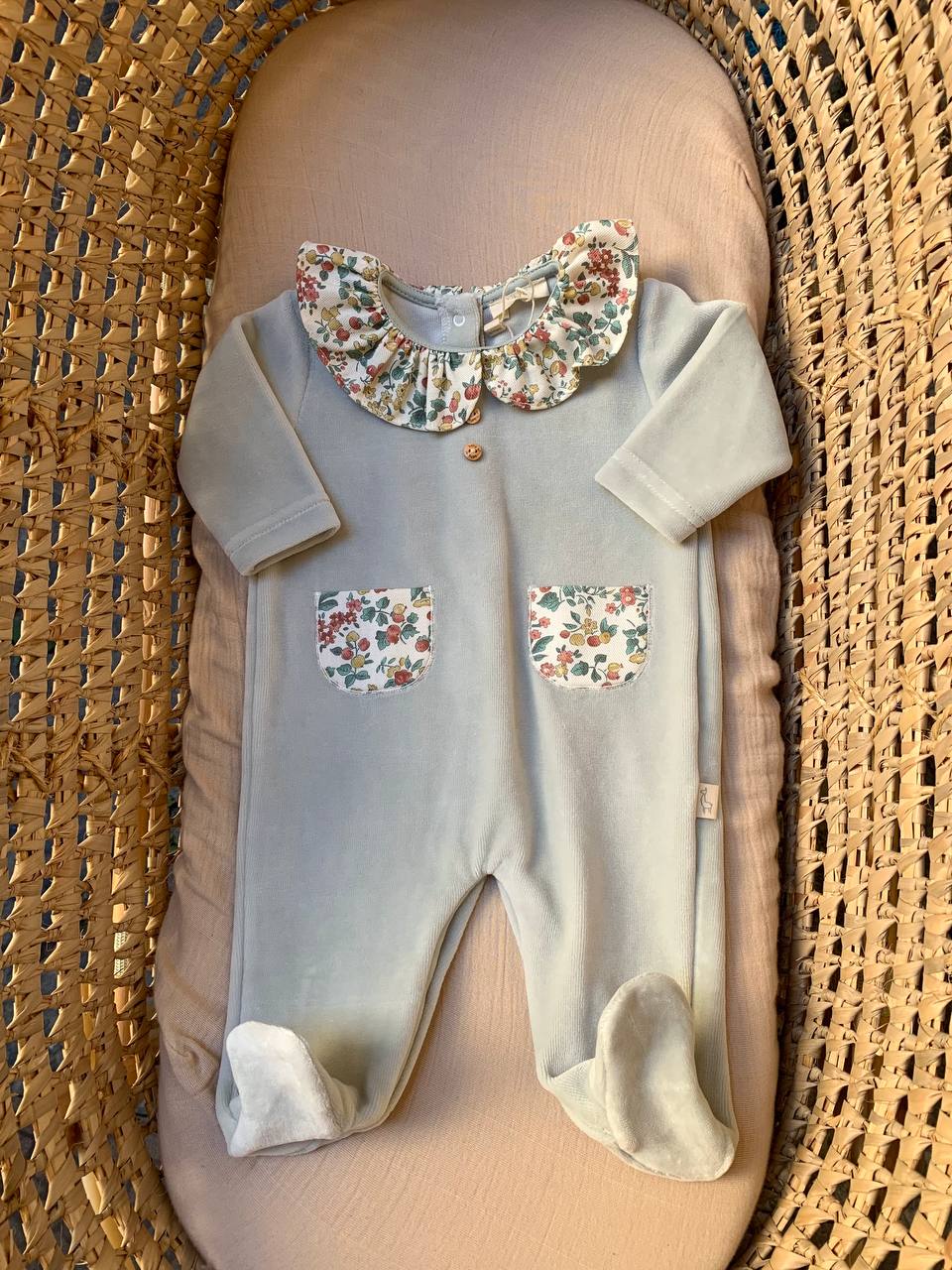 Tutina ciniglia verde salvia FLOREALE BABY GI