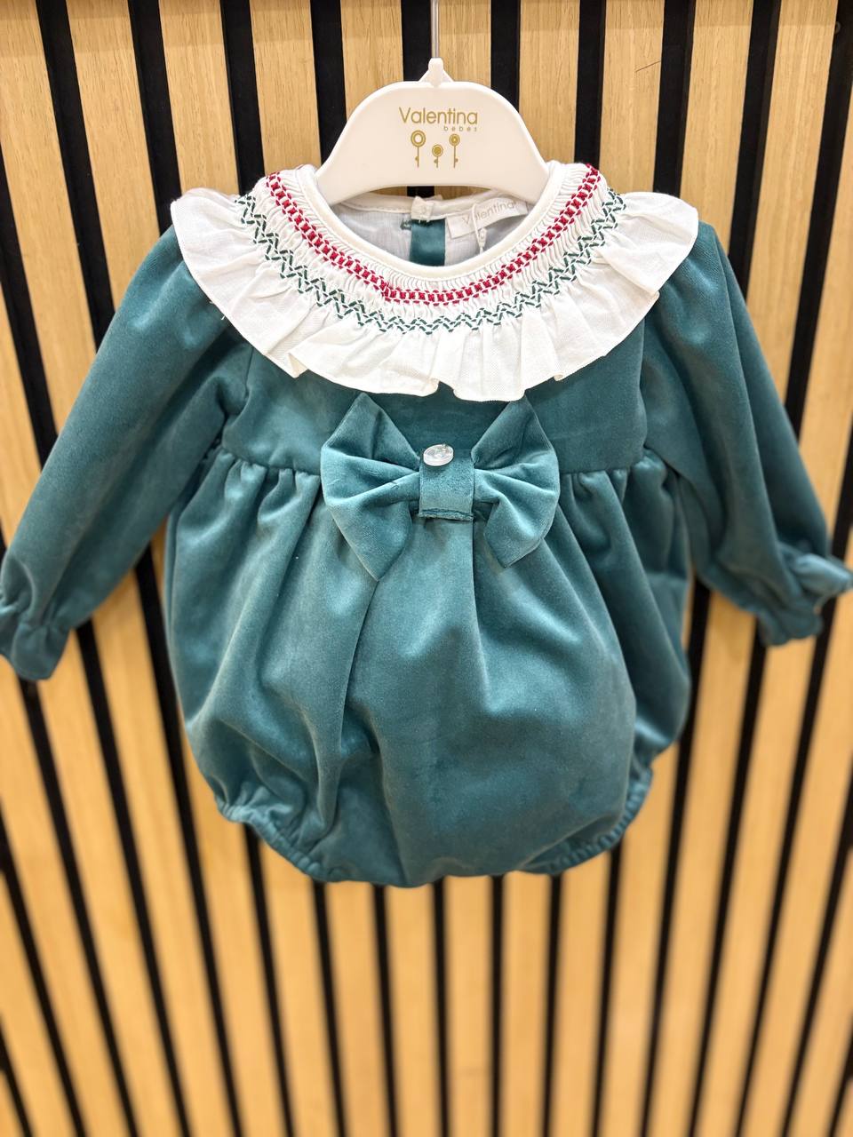 PAGLIACCETTO PETROLIO PUNTO SMOCK VALENTINA BEBÈS