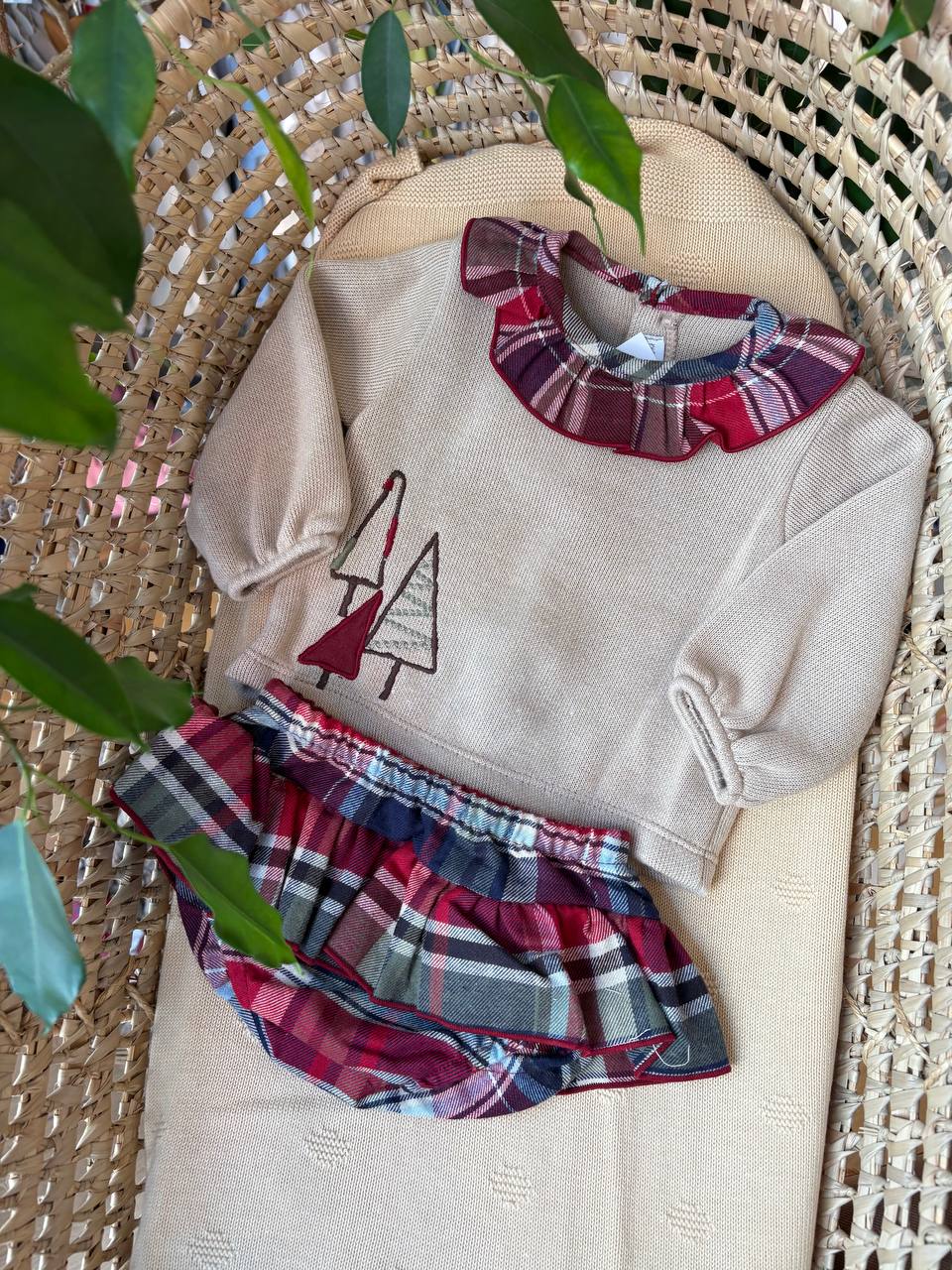Pagliaccetto TARTAN CON ALBERI DI NATALE CALAMARO