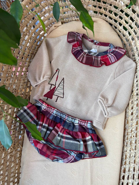 Pagliaccetto TARTAN CON ALBERI DI NATALE CALAMARO