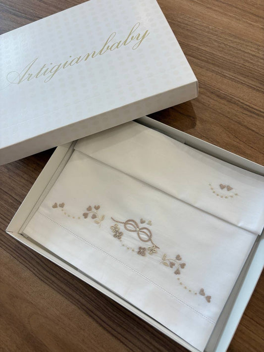 Lenzuolino INFINITO CON FIORI A RILIEVO ARTIGIANBABY