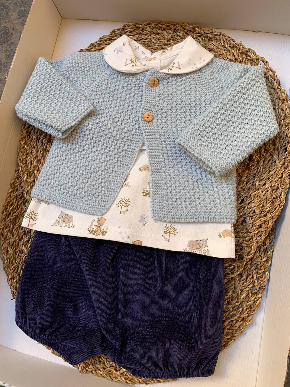 Completo Animaletti azzurro polvere BABY FASHION