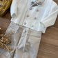 Completo ELEGANTE CON CARDIGAN DOPPIO PETTO BIANCO& TORTORA BABY A.