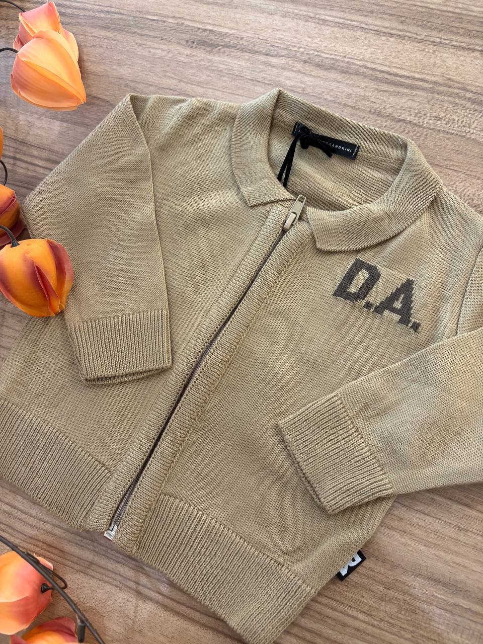 CARDIGAN CON ZIP BEIGE DANIELE ALESSANDRINI