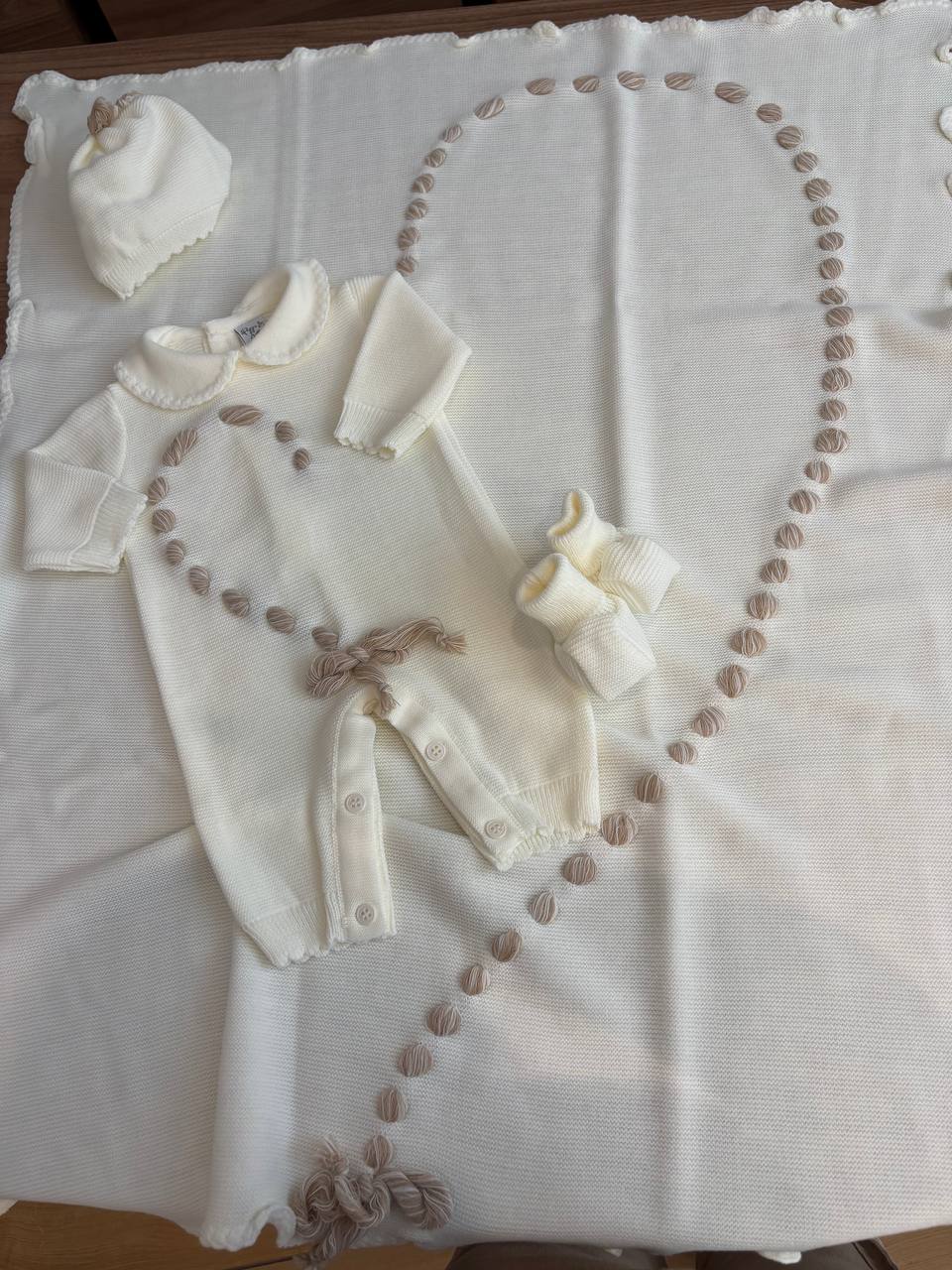 Coordinato "CUORE DI MAMMA E FIGLIO" PANNA PAPPA&LATTE