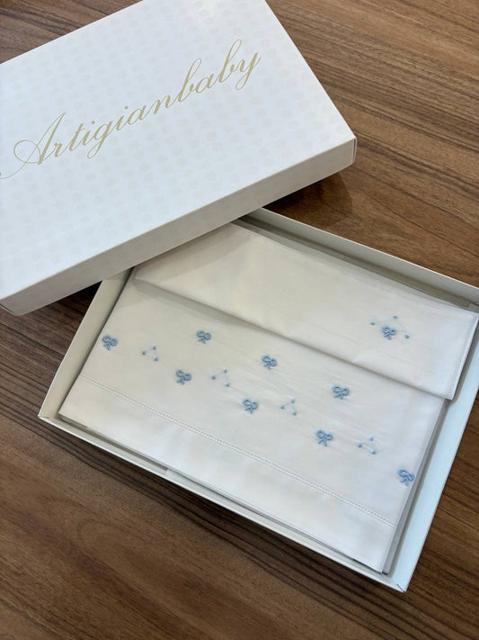 Lenzuolino FIOCCHI BIANCO E CIELO ARTIGIANBABY