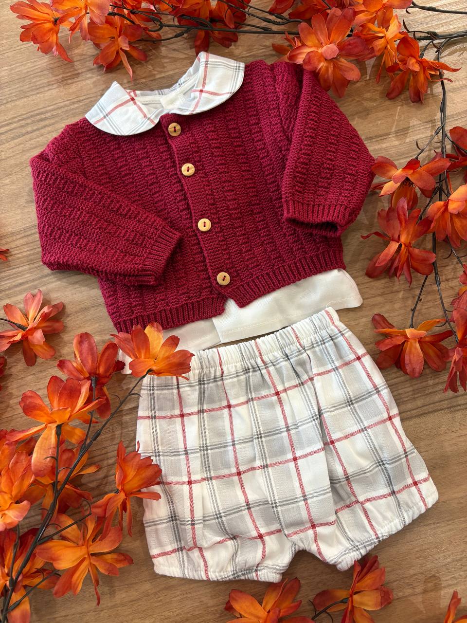 Coordinato BORDEAUX A QUADRI BABY FASHION