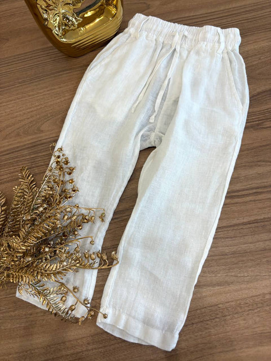 Pantalone IN LINO BIANCO NEVER TOO