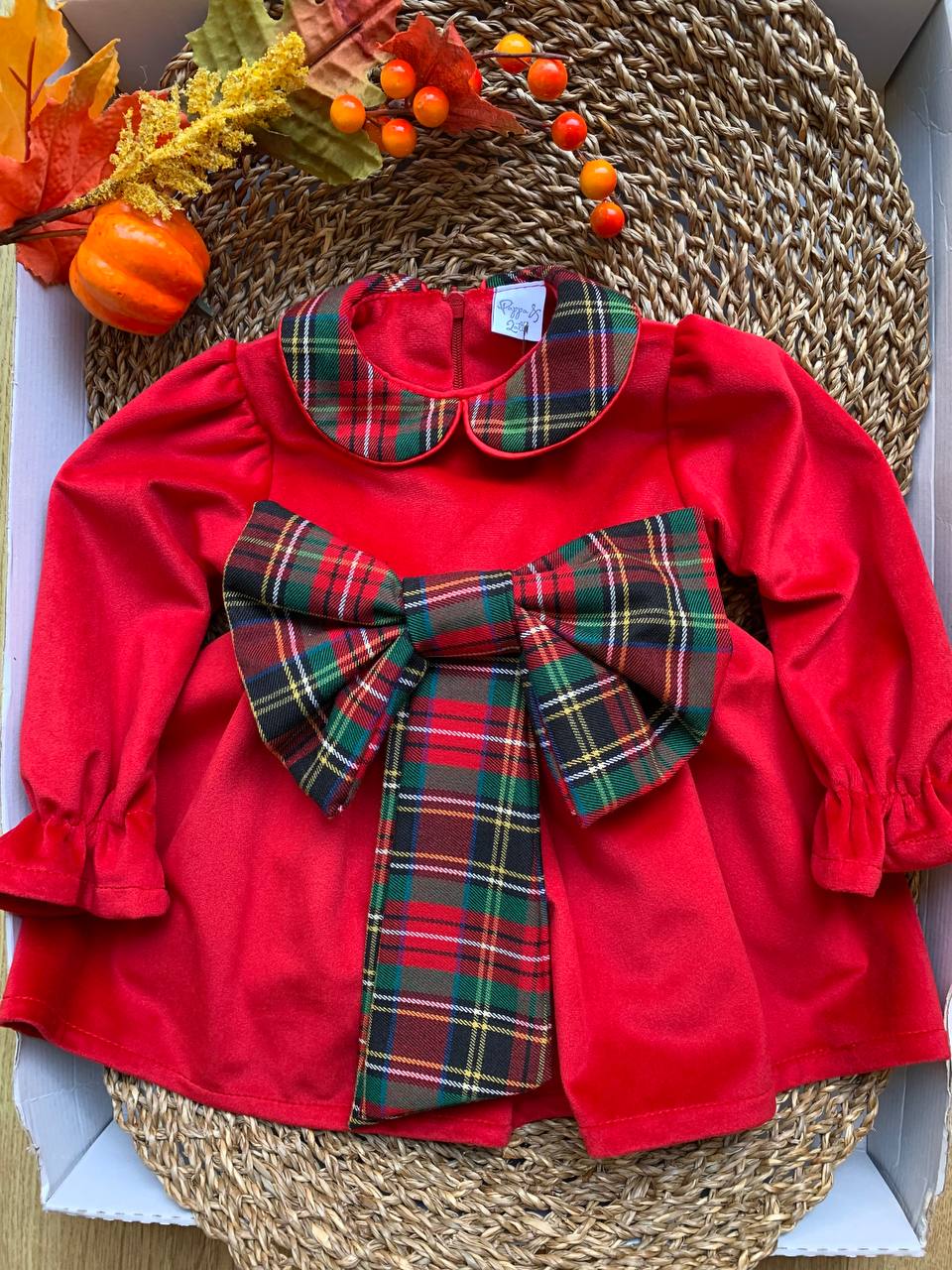 Vestito FIOCCO TARTAN ROSSO
