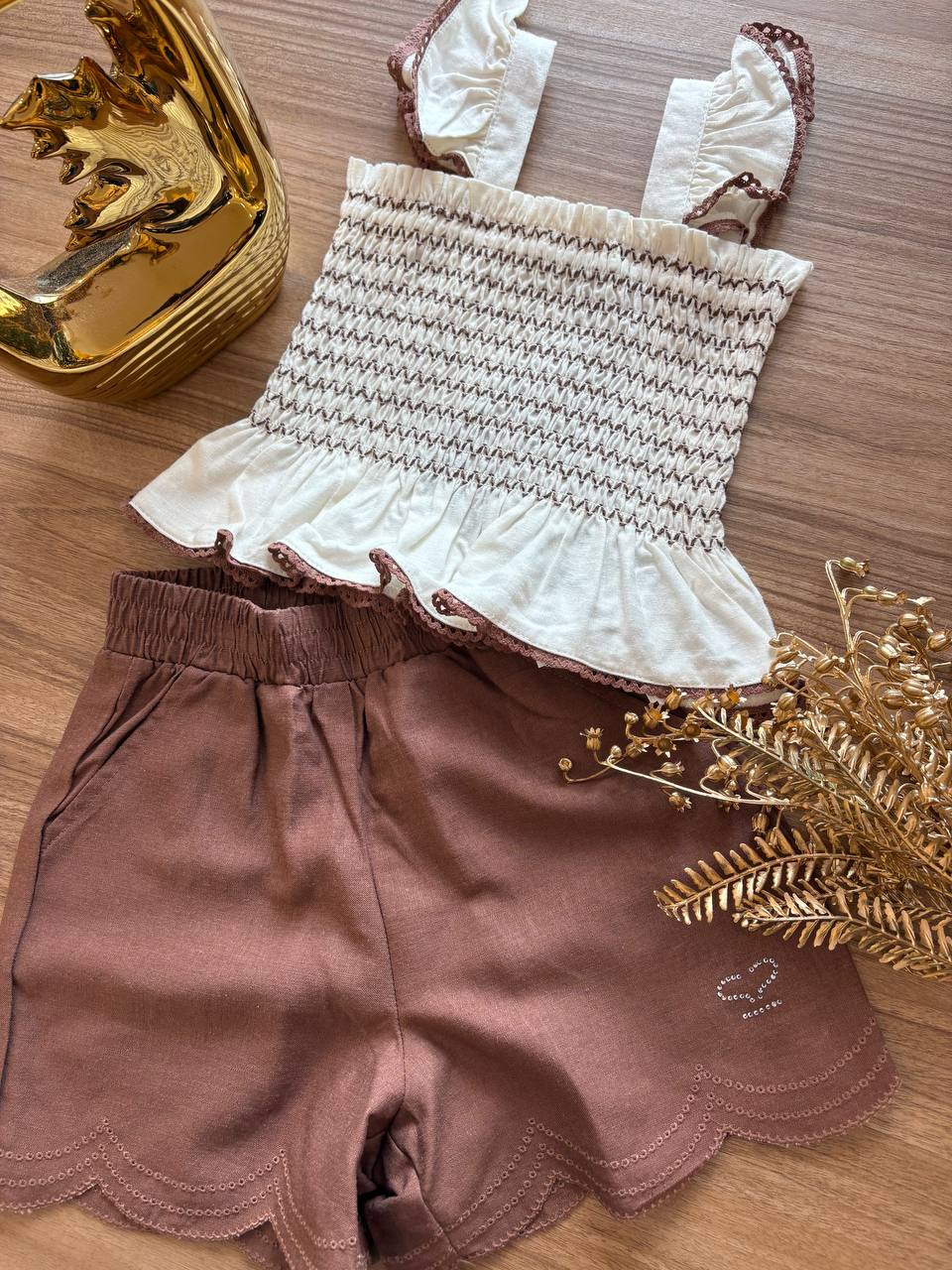 COMPLETO PUNTO SMOCK MARRONE SARABANDA