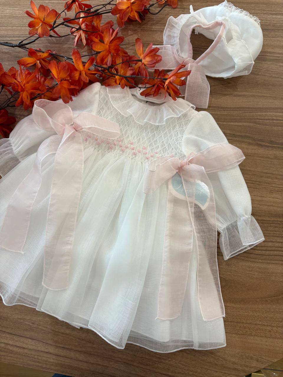 Abito Battesimale PUNTO SMOCK ROSA NISERET