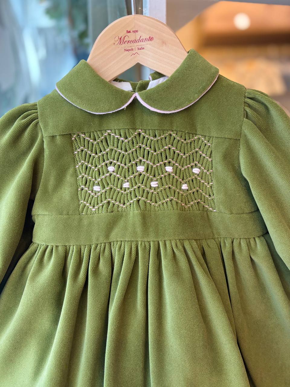 Abito VERDE OLIVA PUNTO SMOCK MERCADANTE