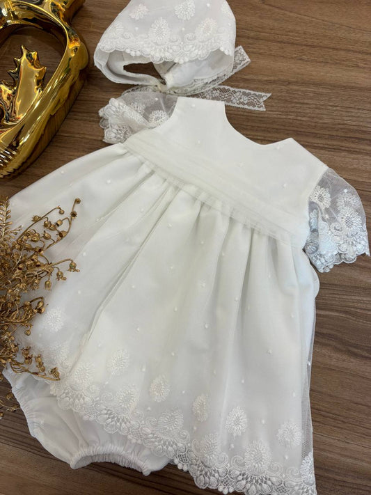 Abito Battesimale bianco RICAMI FIORI NISERET