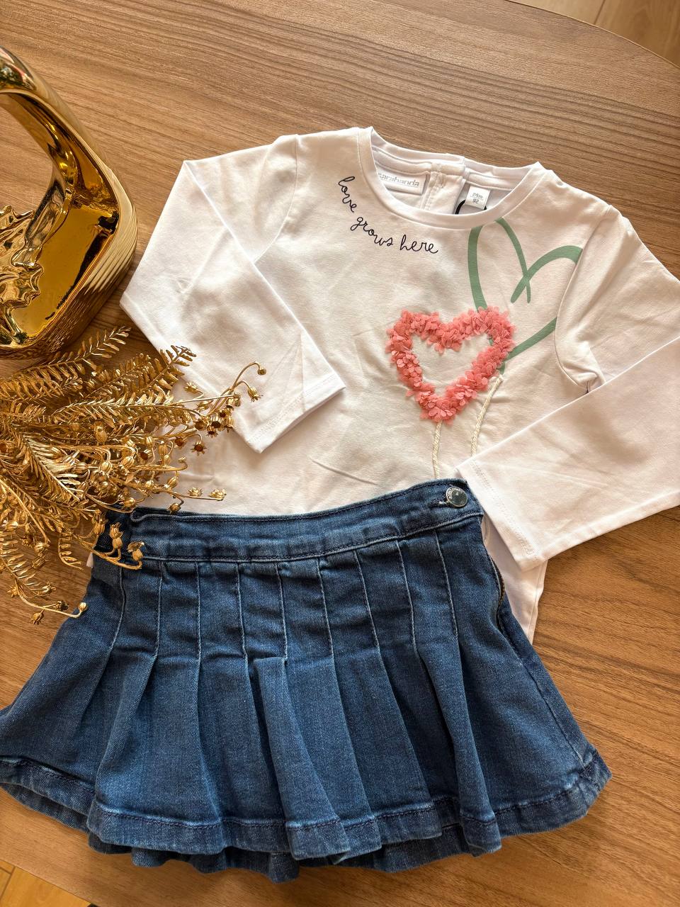 Completo GONNA IN DENIM E T-SHIRT CUORICINI SARABANDA