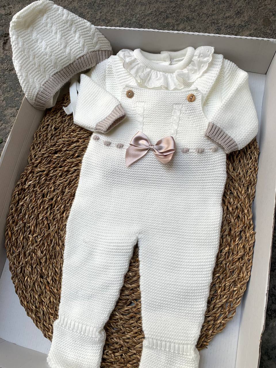 Tutina SALOPETTE CON FIOCCO IN RASO TORTORA BABY FASHION