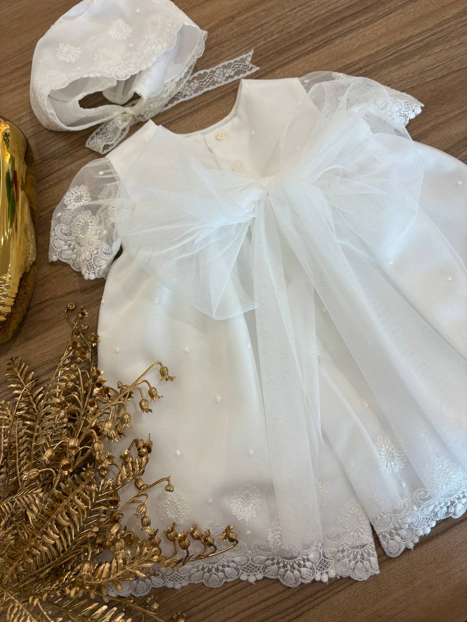 Abito Battesimale bianco RICAMI FIORI NISERET