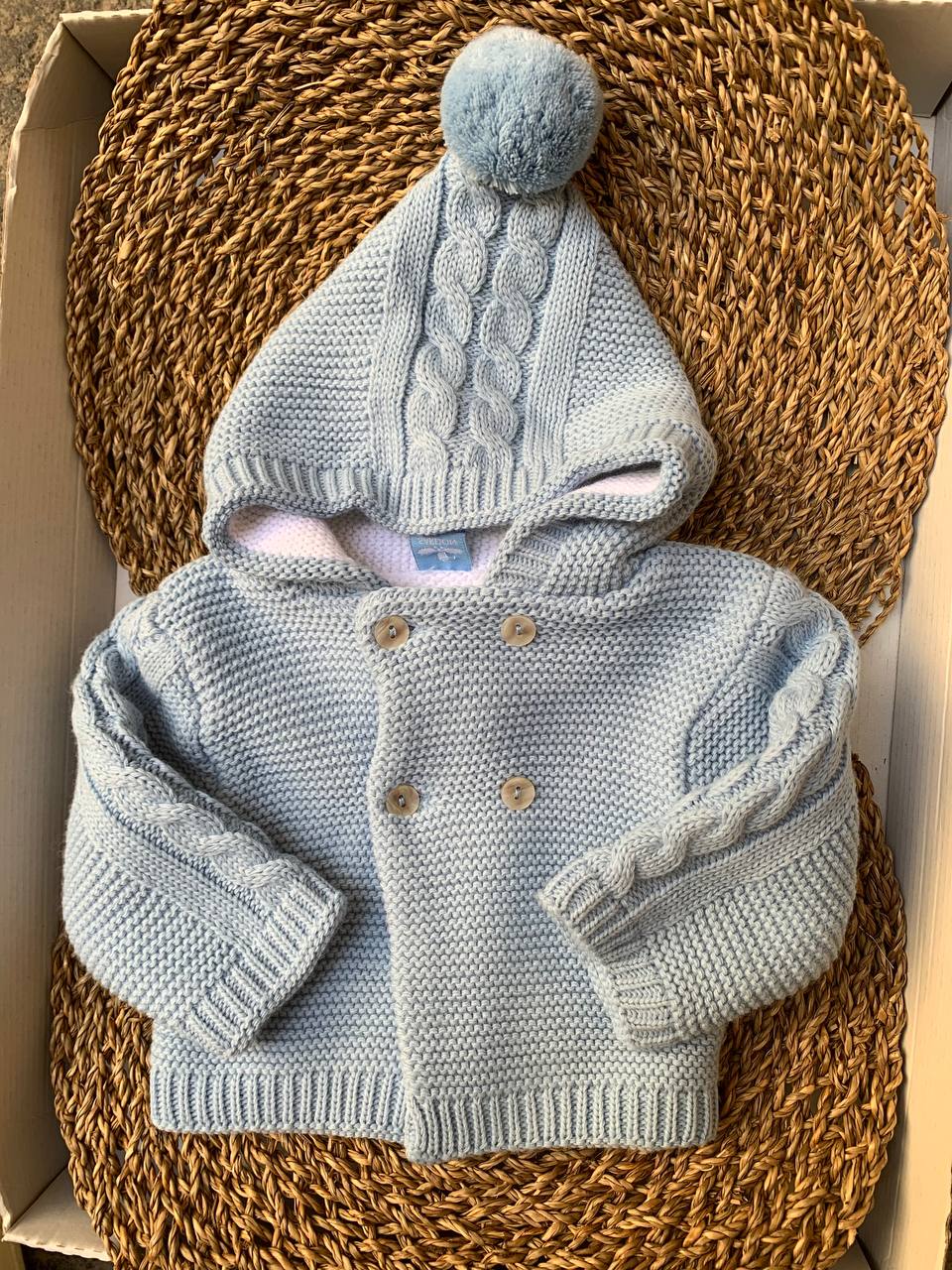 Cappottino TRECCIA POM PON azzurro SARDON