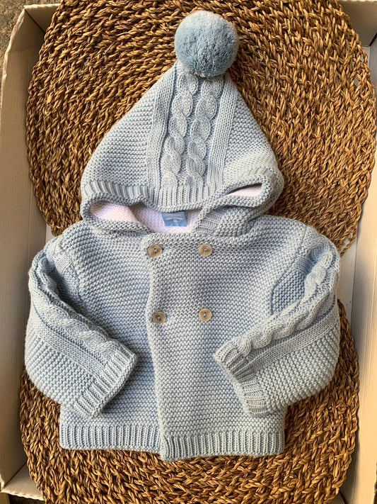 Cappottino TRECCIA POM PON azzurro SARDON