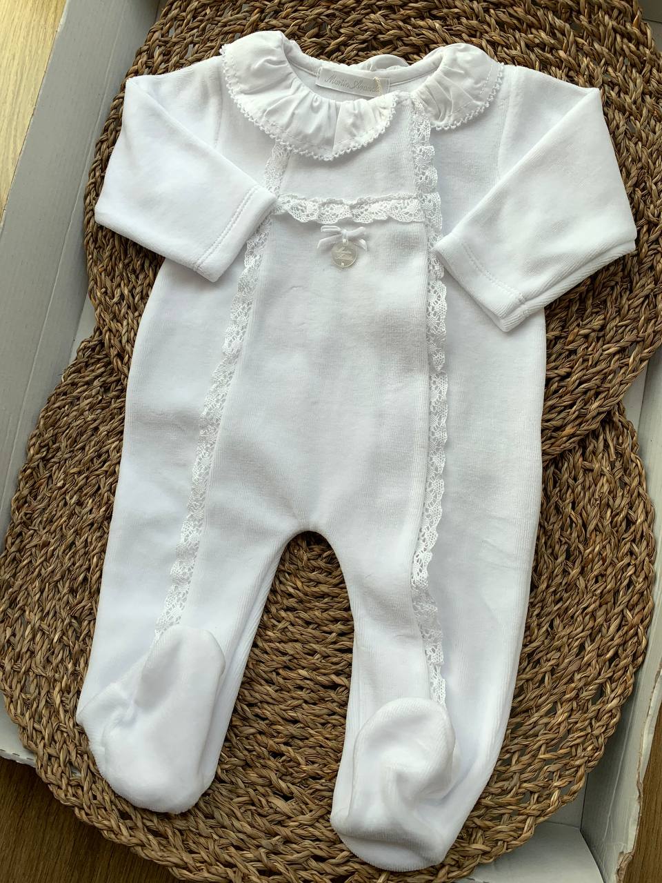 Tutina ciniglia BIANCA RICAMO MARTINARANDA