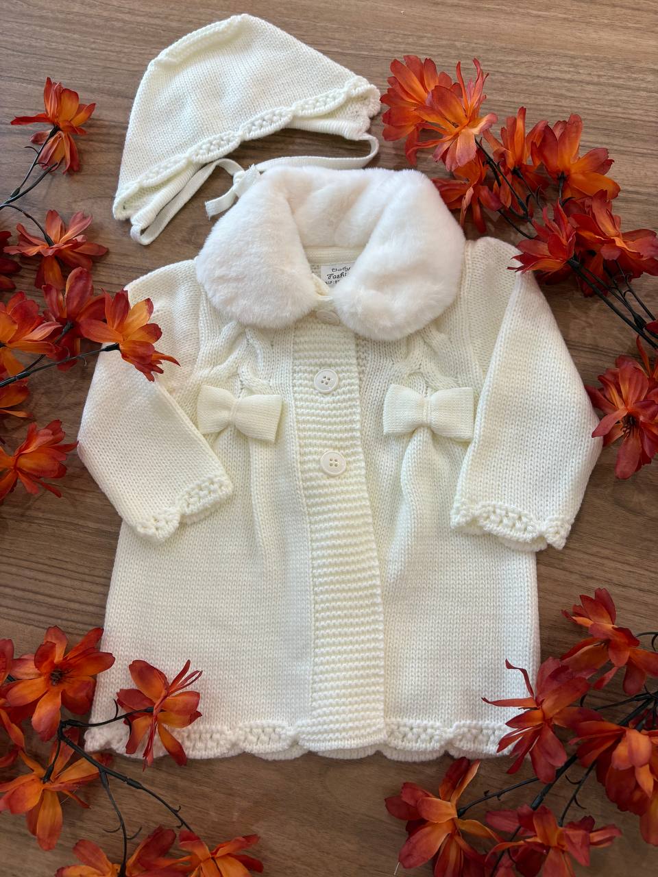 CAPPOTTINO PANNA CON CUFFIA BABY FASHION