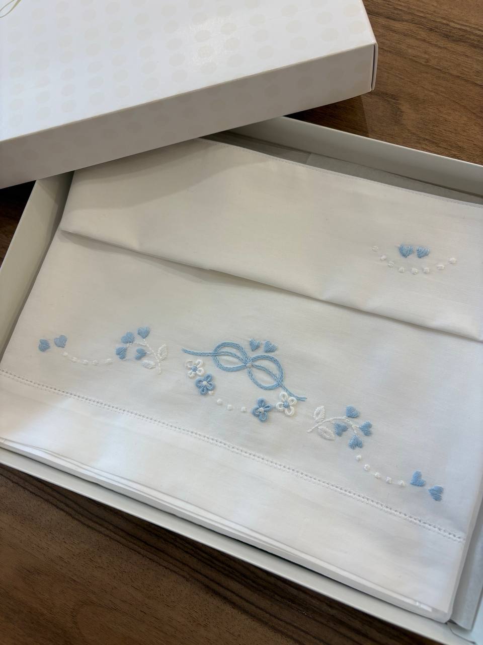 Lenzuolino INFINITO CON FIORI A RILIEVO CIELO ARTIGIANBABY