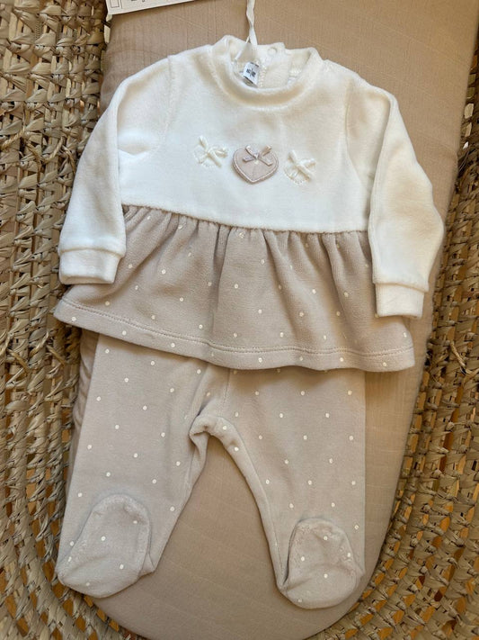 Tutina spezzata beige con POIS MINIBANDA