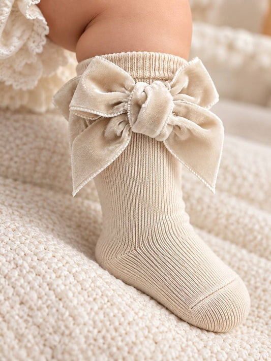Calzini CON FIOCCO IN VELLUTO BEIGE CONDOR