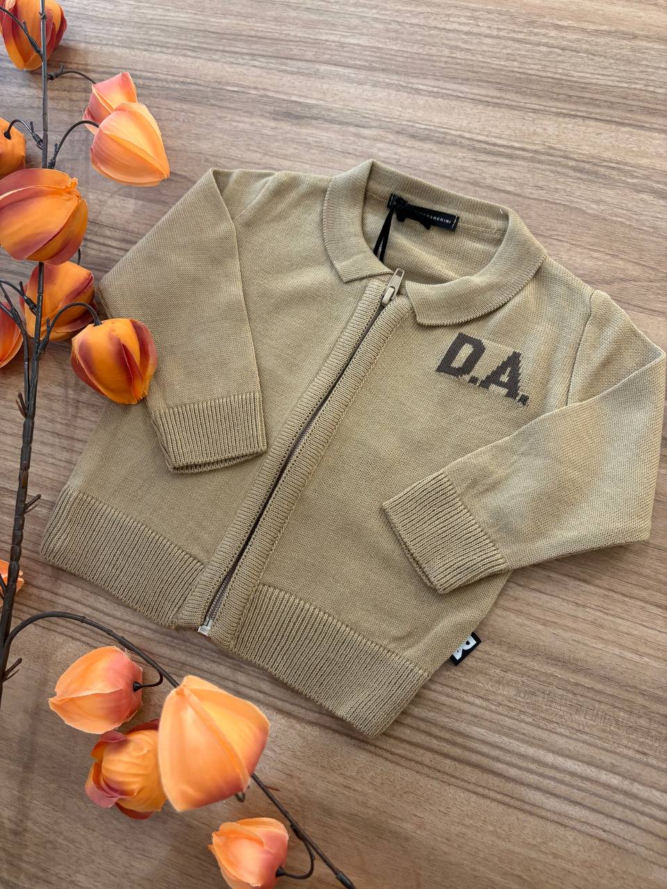 CARDIGAN CON ZIP BEIGE DANIELE ALESSANDRINI