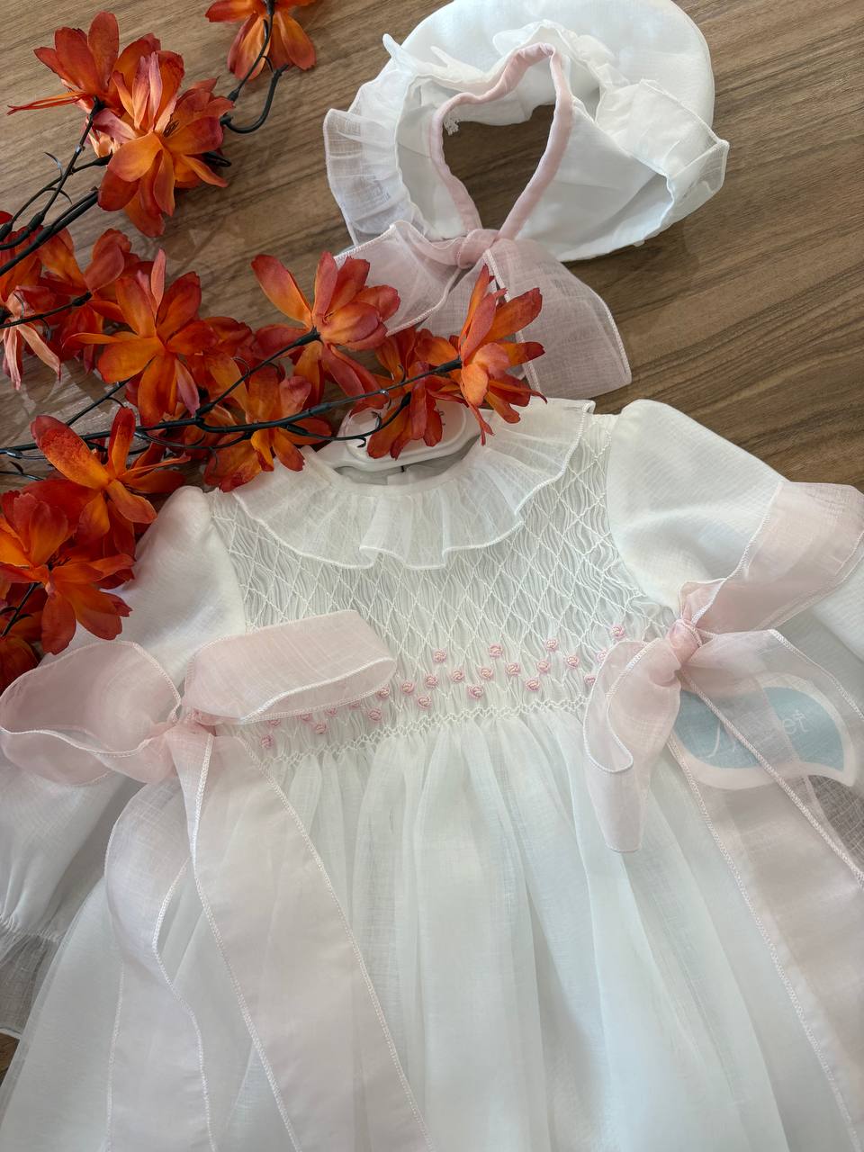 Abito Battesimale PUNTO SMOCK ROSA NISERET