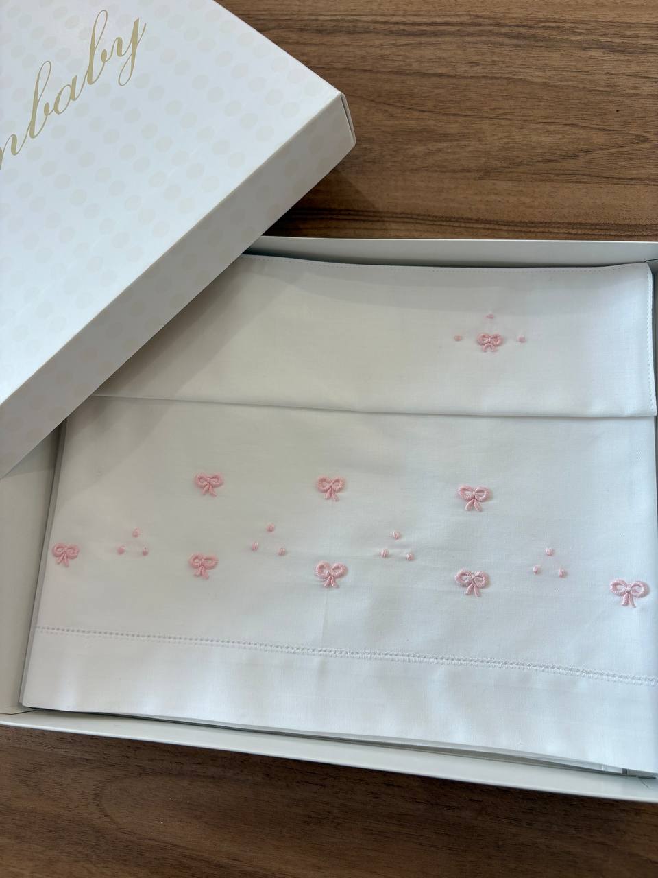 Lenzuolino FIOCCHI BIANCO E ROSA ARTIGIANBABY