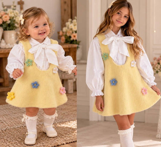 Abito GIALLO PASTELLO CON FIORI COCÓ ET MAMÁ