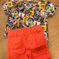 Completo camicia colorata e shorts salmone boboli