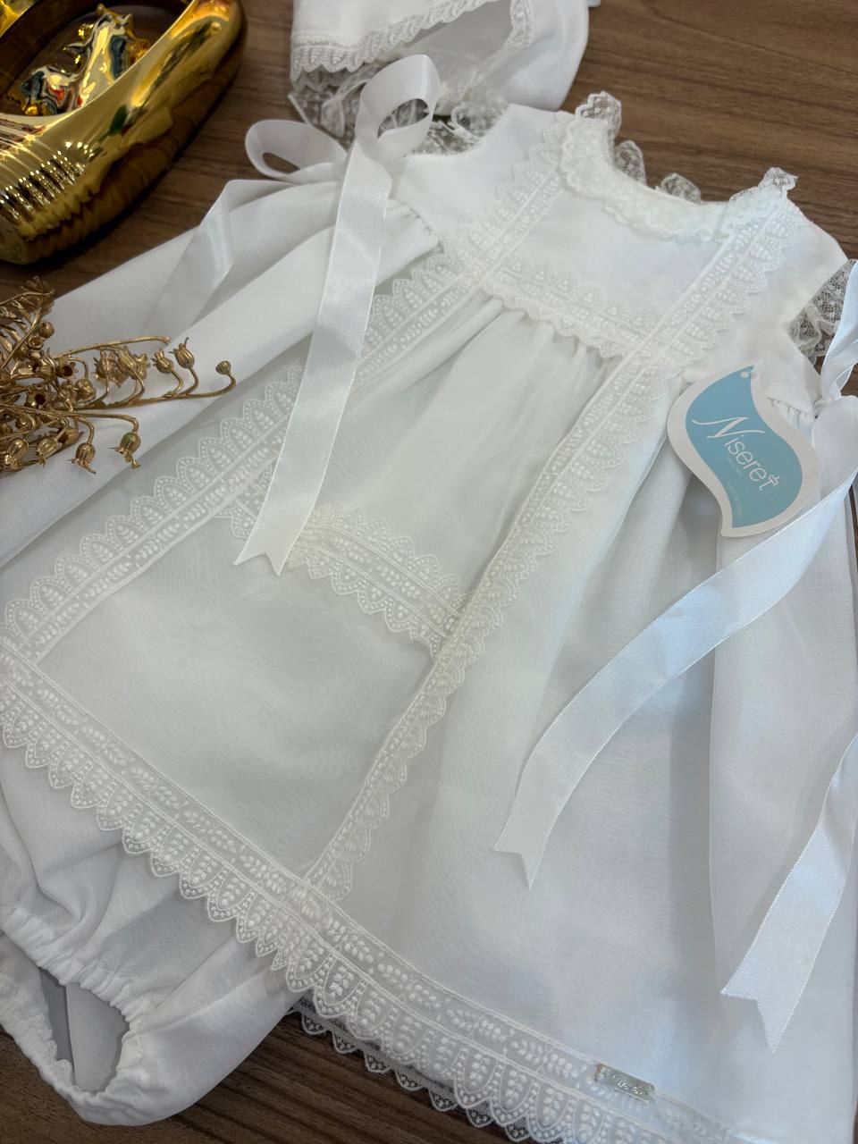 Abito Battesimale bianco CON RICAMI NISERET