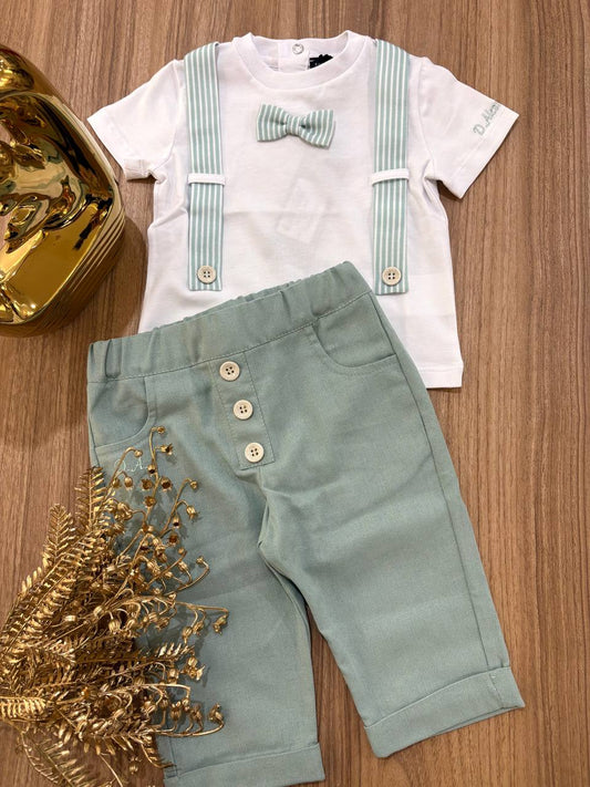 T-shirt BRETELLE E PAPILLON E PANTALONE VERDE ACQUA DANIELE ALESSANDRINI