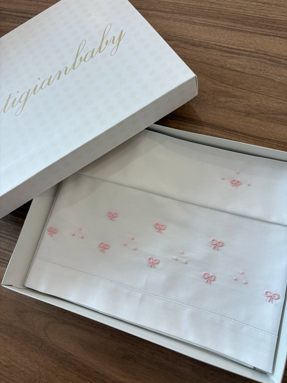 Lenzuolino FIOCCHI BIANCO E ROSA ARTIGIANBABY