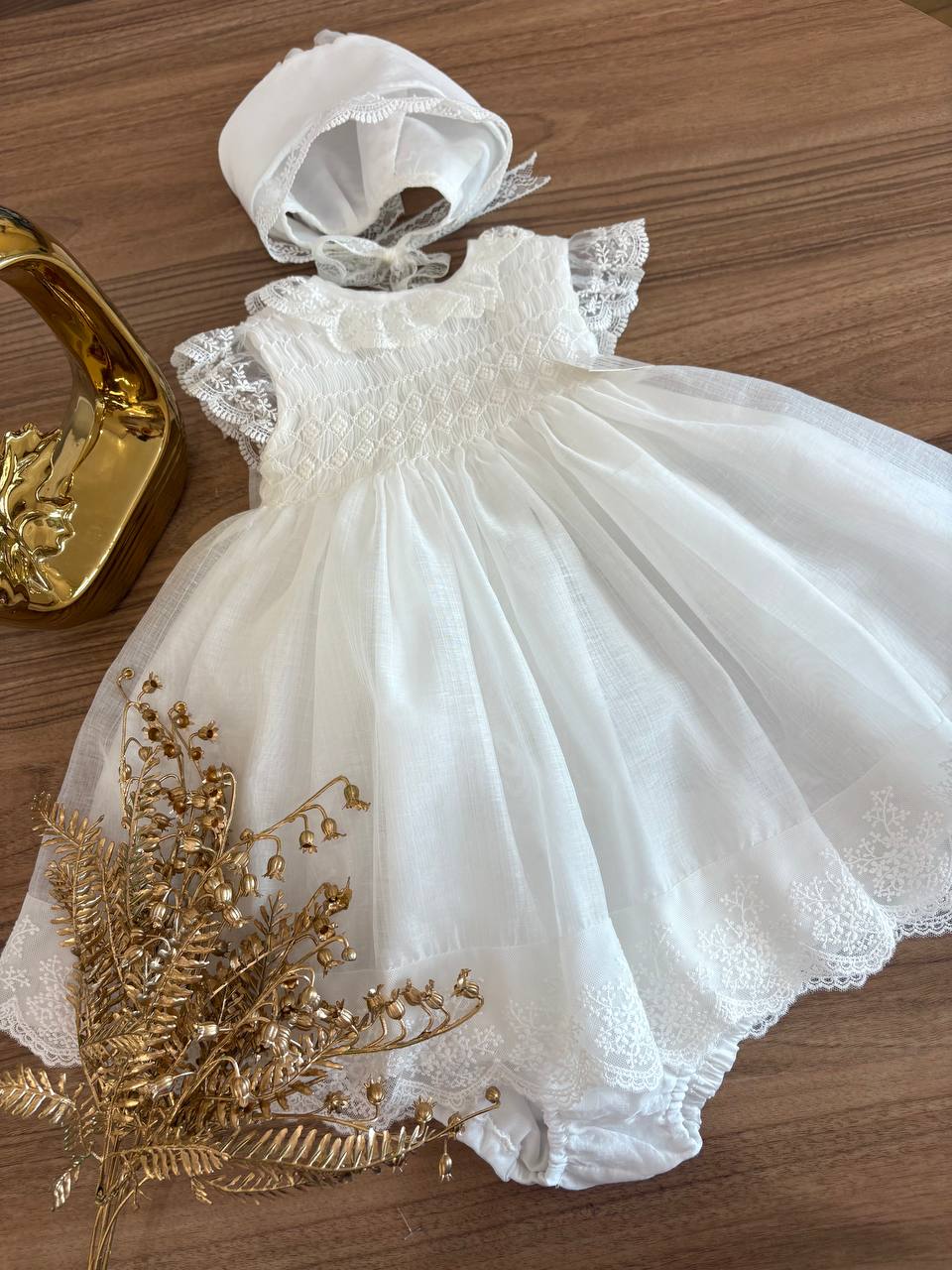 Abito BATTESIMALE BIANCO PUNTO SMOCK NISERET