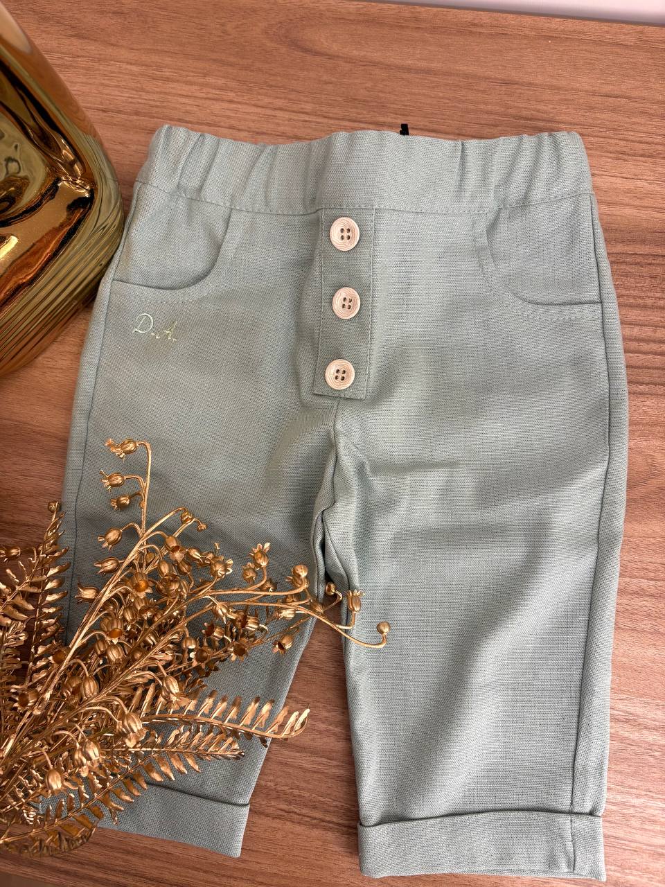 Pantalone IN LINO VERDE ACQUA DANIELE ALESSANDRINI