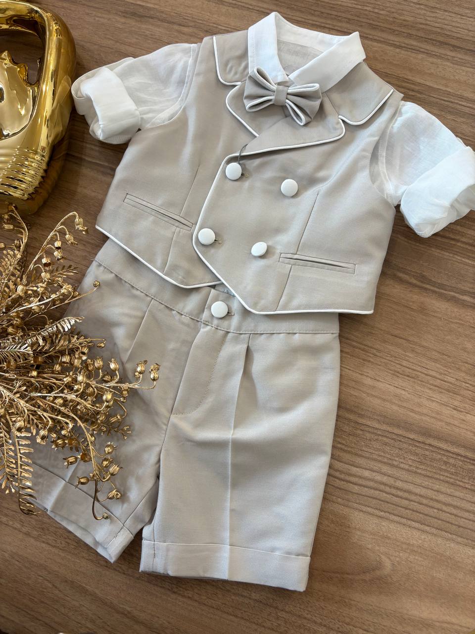 Completo ELEGANTE CON GILET BIANCO& TORTORA BABY A.