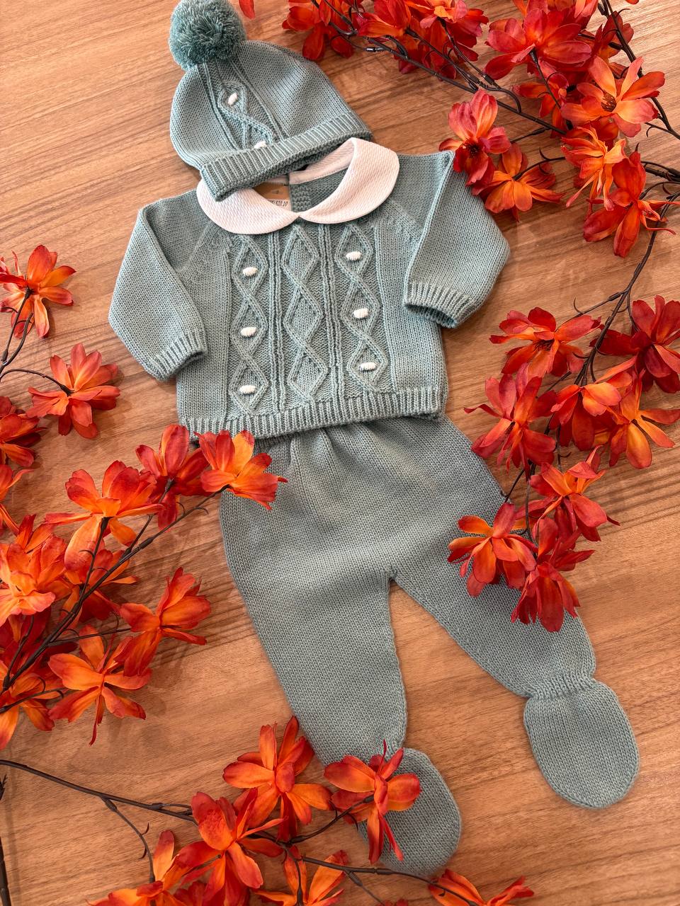 Tutina SPEZZATA CON CAPPELLINO VERDE Ottanio BABY FASHION
