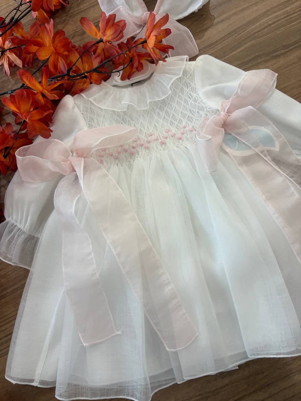 Abito Battesimale PUNTO SMOCK ROSA NISERET