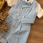 Completo ELEGANTE CON GILET BIANCO& AZZURRO BABY A.
