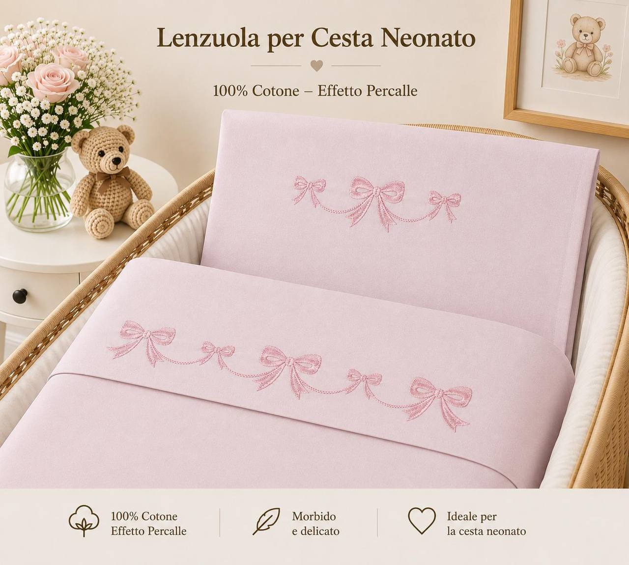Lenzuolina CULLA ROSA ANTICO PAPPA&LATTE