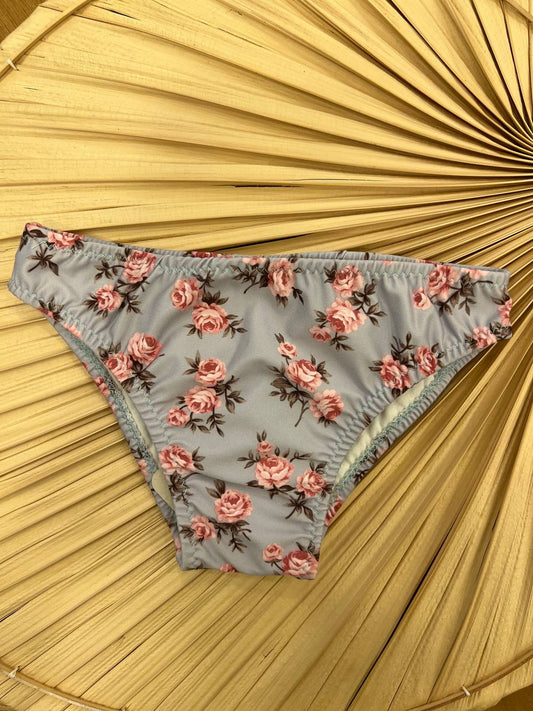 Costume mutandina floreale grigio e rosa