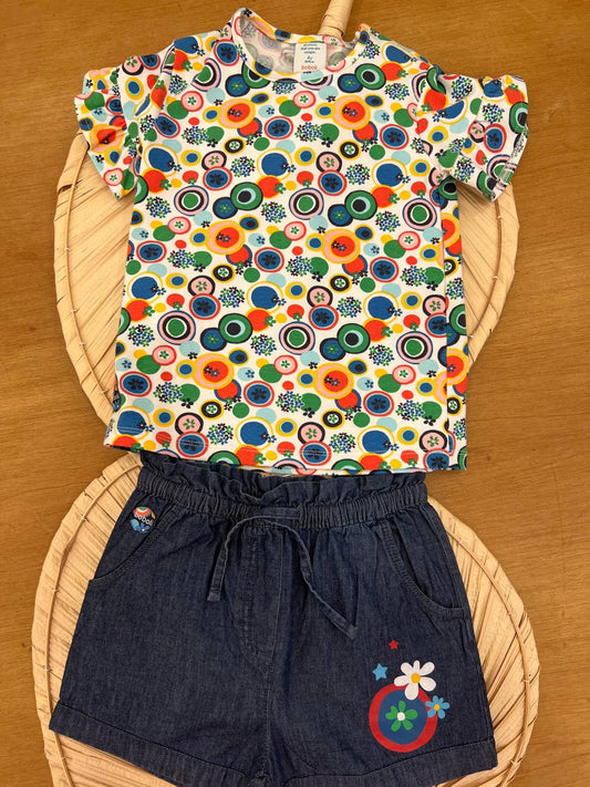 Completo t-shirt e pantaloncini in jeans