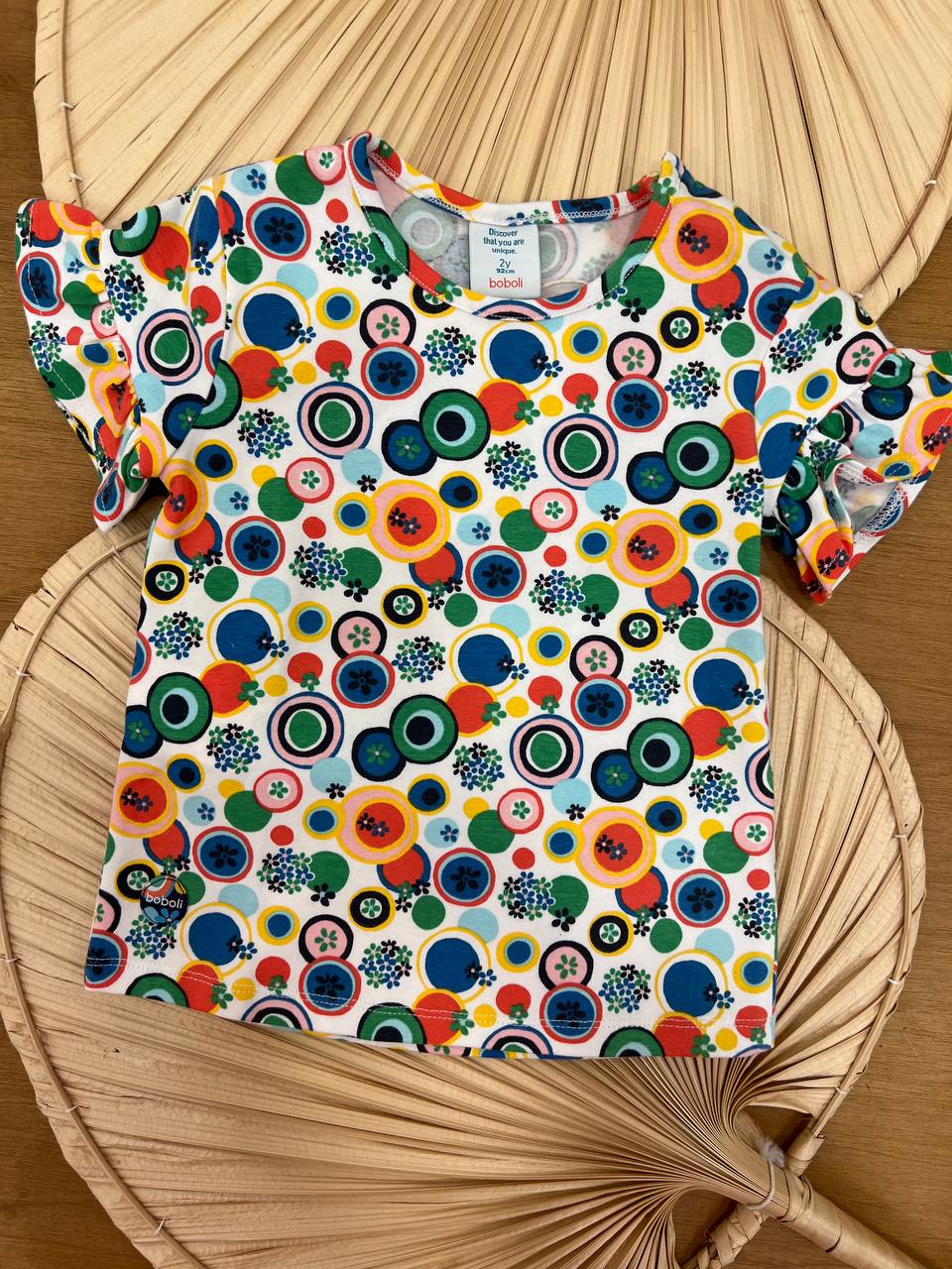 T-shirt con stampa geometrica floreale bimba